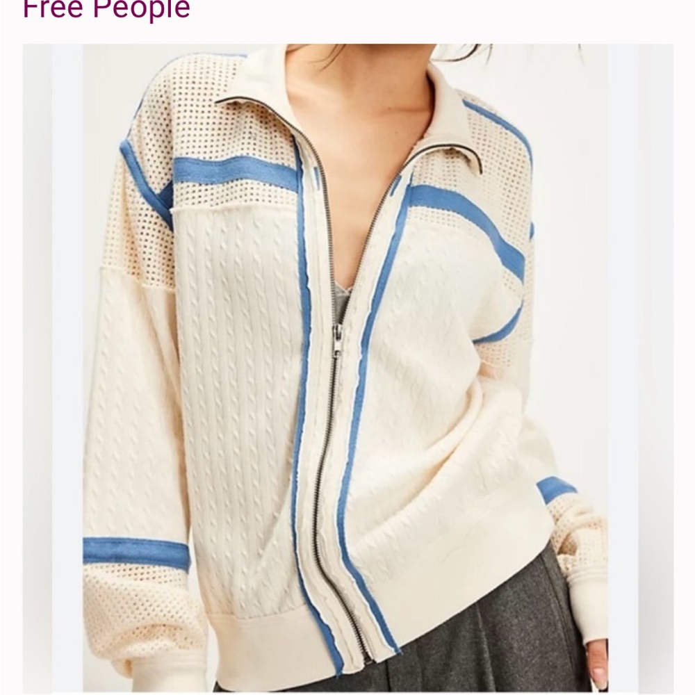 We The Free Aurora zip up Ivory and Blue Women's Jacket NWT size XS